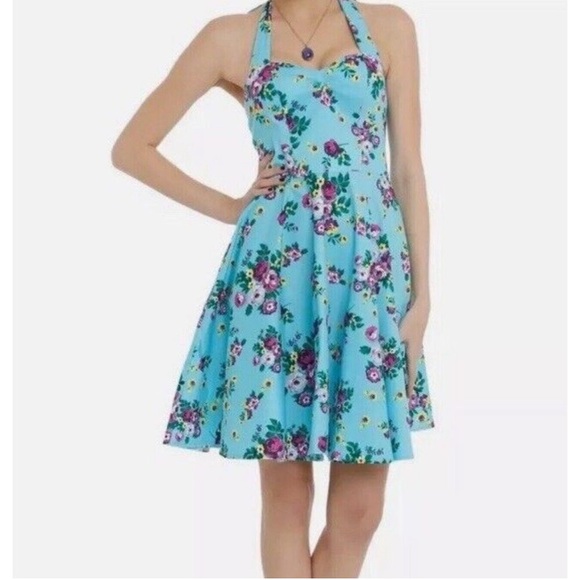Hell Bunny Blue Floral Dress👗 - Picture 3 of 5